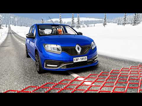 Massive Spike Strip Pileup Car Crashes #150 – BeamNG Drive | CrashBoomPunk