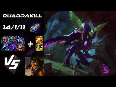 JUNGLE Kha'Zix vs Jarvan IV [QUADRAKILL] - EU Grandmaster Patch 26.2