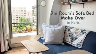 DIYソファベッド, パリ9㎡屋根裏部屋での暮らし