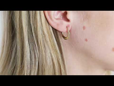 9ct Yellow Gold Diamond Cut Patterned Creole Earrings - 18mm