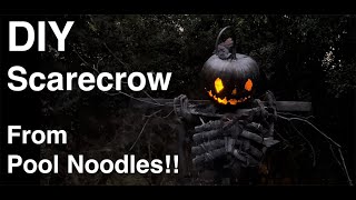 DIY Pool Noodle Halloween Scarecrow - Easy, cheap and impressive Halloween and horror prop