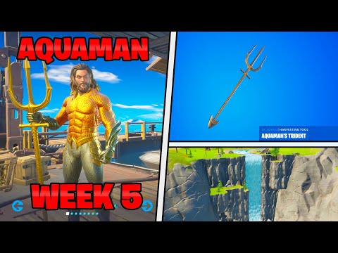 How To Get AQUAMAN TRIDENT Pickaxe and SKIN In Fortnite! Week 5 Aquaman Challenges!!