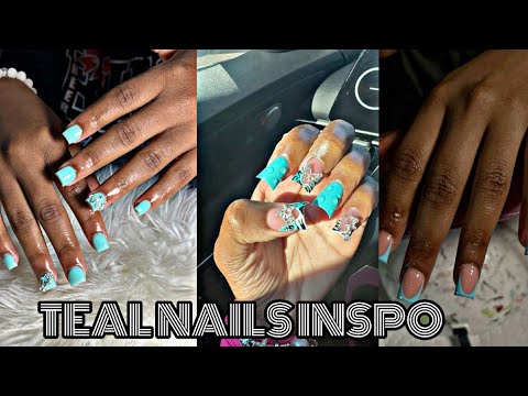 Teal Nails Short