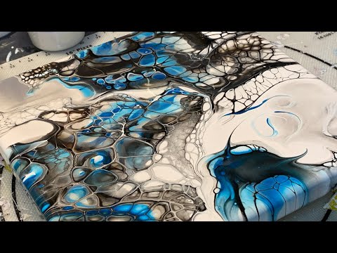 #112 Glacial Blue Swipe - Hidden Animal Appears! | Acrylic Pour Painting | Fluid Art