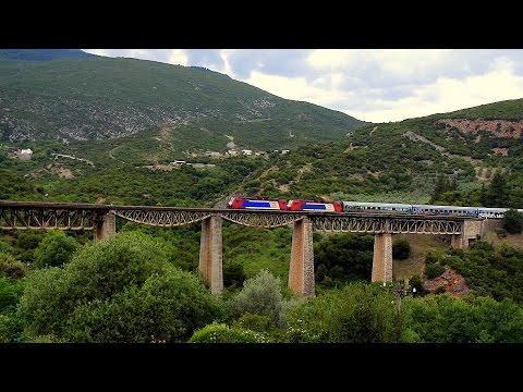 OSE IC 59 ADtranz 220 035 + 220 005 Gorgopotamos Viaduct - 05.06.2016