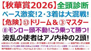【秋華賞2026】・全頭診断　ペース激変！2着、3着は大混戦！【危険馬】⑬ドリームコア＆③マスターソアラ　⑧モンローウォークの首位不動！こう乗って勝つ！波乱の使者は、内枠のアノ2頭！