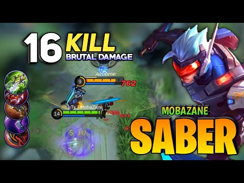 16 Kills Saber Jungle Build Brutal One Shot [ Top Global Saber ] By Mobazane - Mobile Legends
