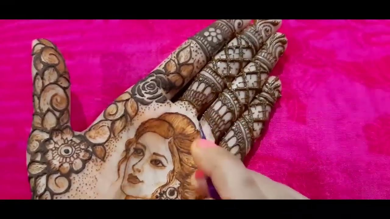 easy bridal mehndi design woman portrait by jyoti