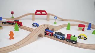 Žaislinis medinis traukinys | Laukiniai gyvūnai | Wild Animal Train | Viga 50822