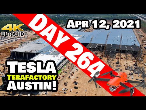 Tesla Gigafactory Austin 4K  Day 264 - 4/12/21 - Terafactory - GIGA TEXAS MEGA TIME-LAPSE EDITION!