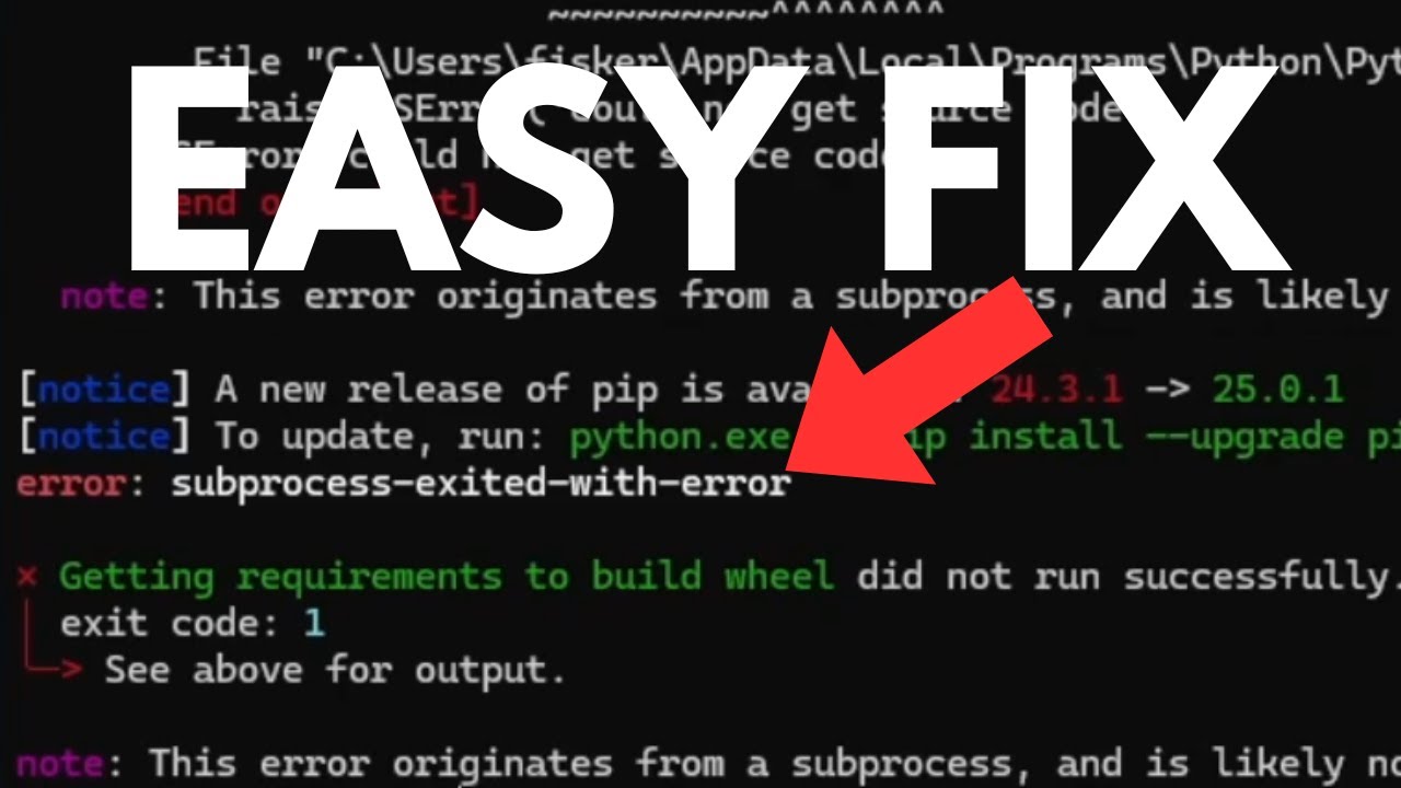 FIXED: subprocess-exited-with-error | Pip install problem (2026)