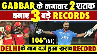 Shikhar Dhawan 106* (61) 2 Consecutive Centuries | Hundreds | KXIP vs DC Highlights IPL 2020| Record