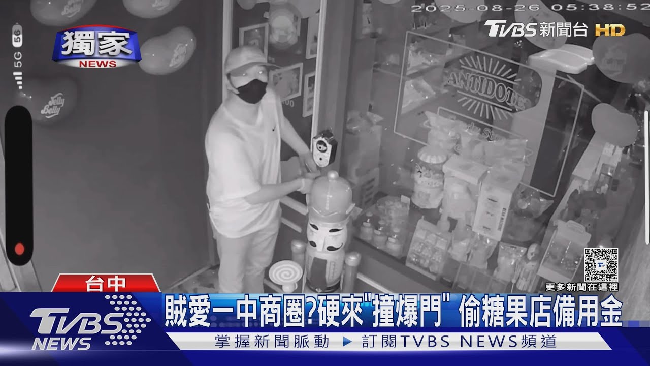 獨/一中商圈淪竊賊天堂?小偷來硬的「撞爆糖果店門」其他店家:憂成下個目標