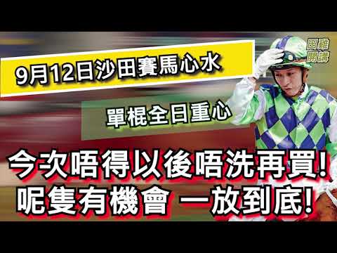 【賽馬貼士】香港賽馬 9月12日 沙田馬場 全日單棍重心推介|今次唔得以後唔洗再買! 呢隻有機會一放到底