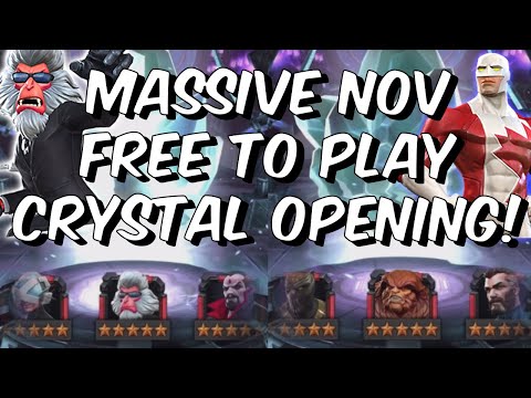 MASSIVE November Free To Play 5 Star Crystal Opening! - New Gods Plz!! - Marvel Contest of Champions