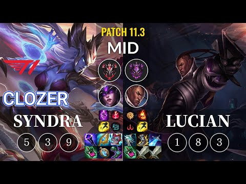 T1 Clozer Syndra vs Lucian Mid - KR Patch 11.3