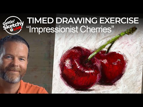 Oil Pastel Drawing Exercise - Cherries