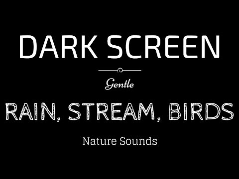 BLACK SCREEN RAIN Sounds for Sleeping | STREAM and BIRDS | Dark Screen Nature Sounds