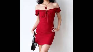 Sinora - Short-Sleeve Square Neck Plain Mini Sheath Dress