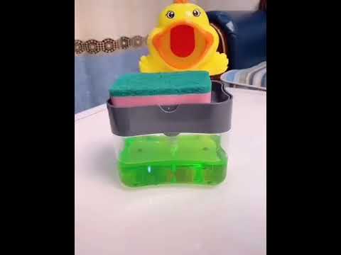 Manual sponge holder soap dispenser pump
