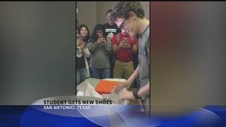 Student gets new shoes