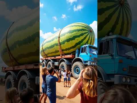 a giant Kamaz truck hauls a giant watermelon 😱 #kamaz #kamoz