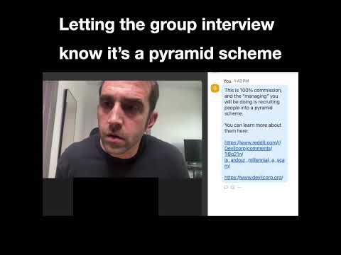 Letting them know it's a pyramid scheme