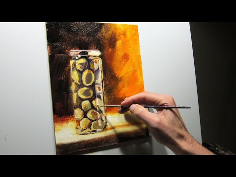 Olives With Pimento, Acrylic Still Life Painting Time Lapse Demo