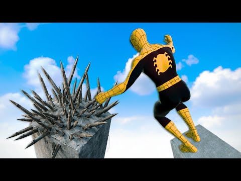 Deadly Spike Traps vs Spider Man Crazy Ragdoll Physics Fails