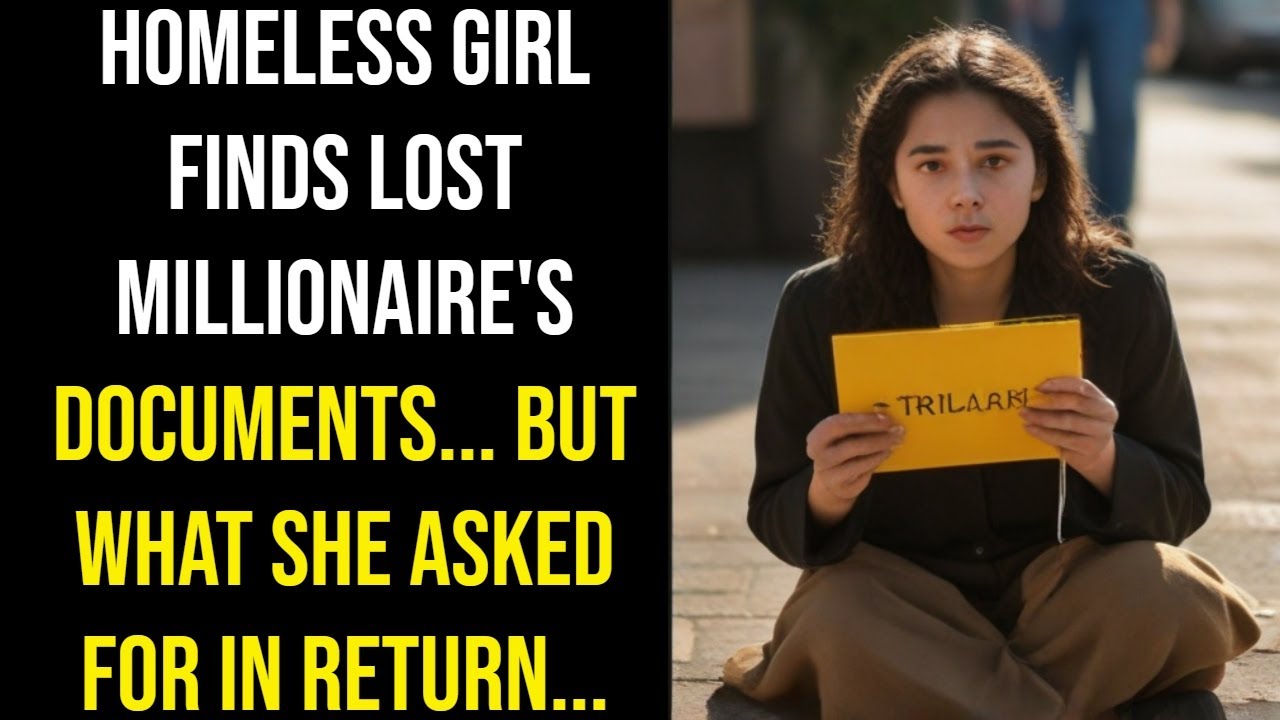 HOMELESS GIRL FINDS LOST MILLIONAIRE'S DOCUMENTS    BUT WHAT SHE ASKED FOR IN RETURN