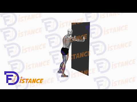 Exercice Étirement des mollets avec les mains contre le mur