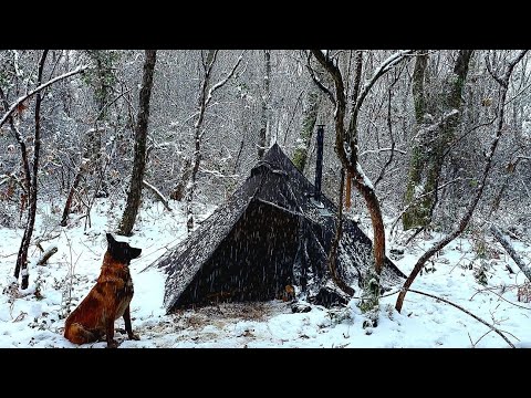 3 Tage Schneesturm-Bushcraft-Zeltcamp mit meinem Hund, Camp-Essen