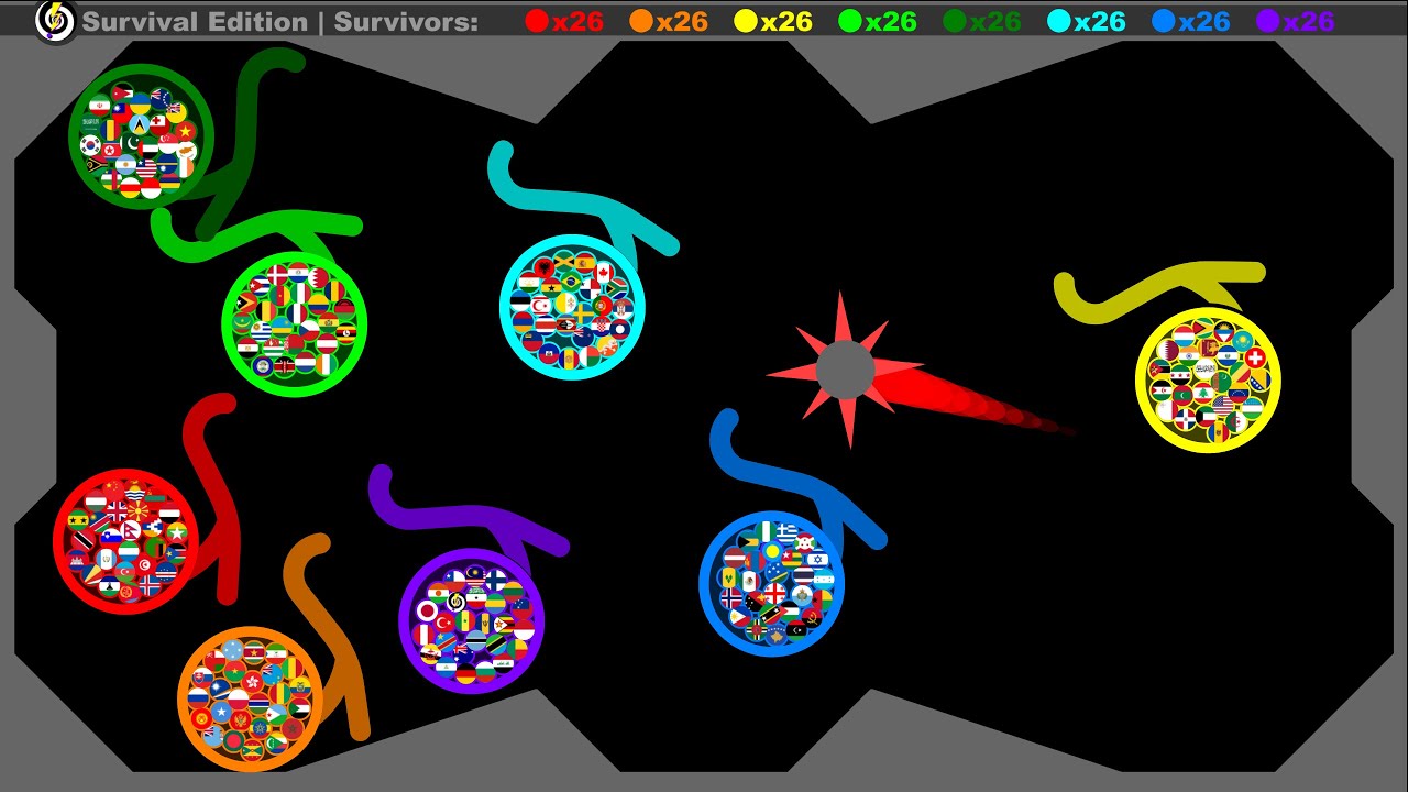 Spiky Ball Survival Arena - Special Edition - Country Marble Race in Algodoo