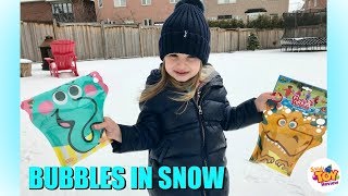 Bubbles in Snow! Family Fun Kids Playtime with Glove A Bubble Bubble Toy