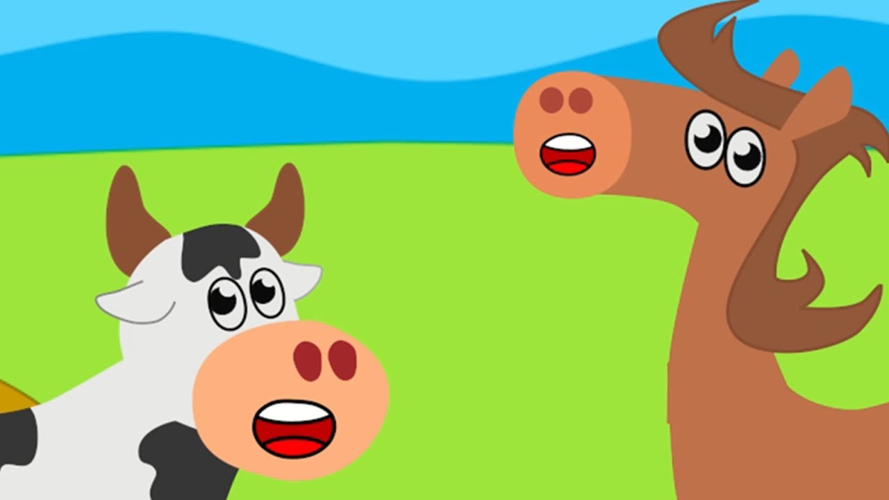 Cuento para niños - La vaca, el caballo y el frijol - animales de la granja