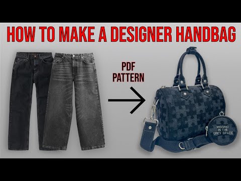 How to Make a Mini Duffle Handbag | BF010, Step-By-Step Tutorial using Thrifted Jeans (PDF Pattern)