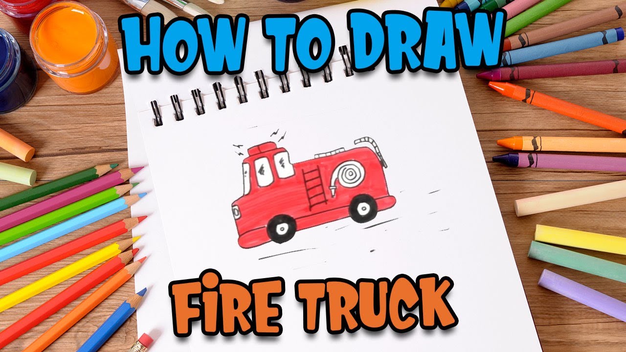How to Draw easy Fire Truck step by step for Kids   #shorts