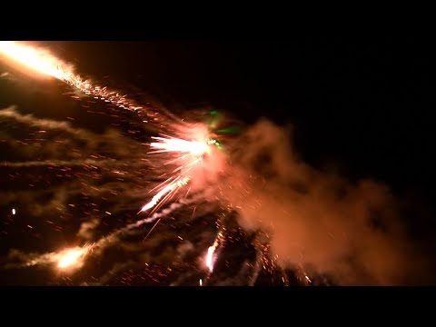 onboard fire show, Heli - Pyro - Poi, real "PyroFlip" (piroflip), RC Helicopter
