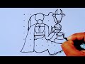 Easy Traditional girl with cow and pongal pot from 7×7 dots// Sankranti Rangoli // Pongal drawing