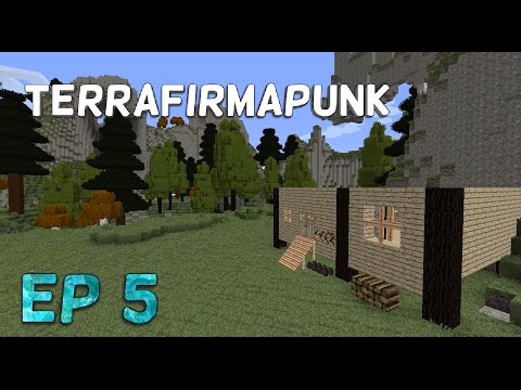 Minecraft Modded Survival world: Terrafirmapunk EP 5: charcoal pit and forge