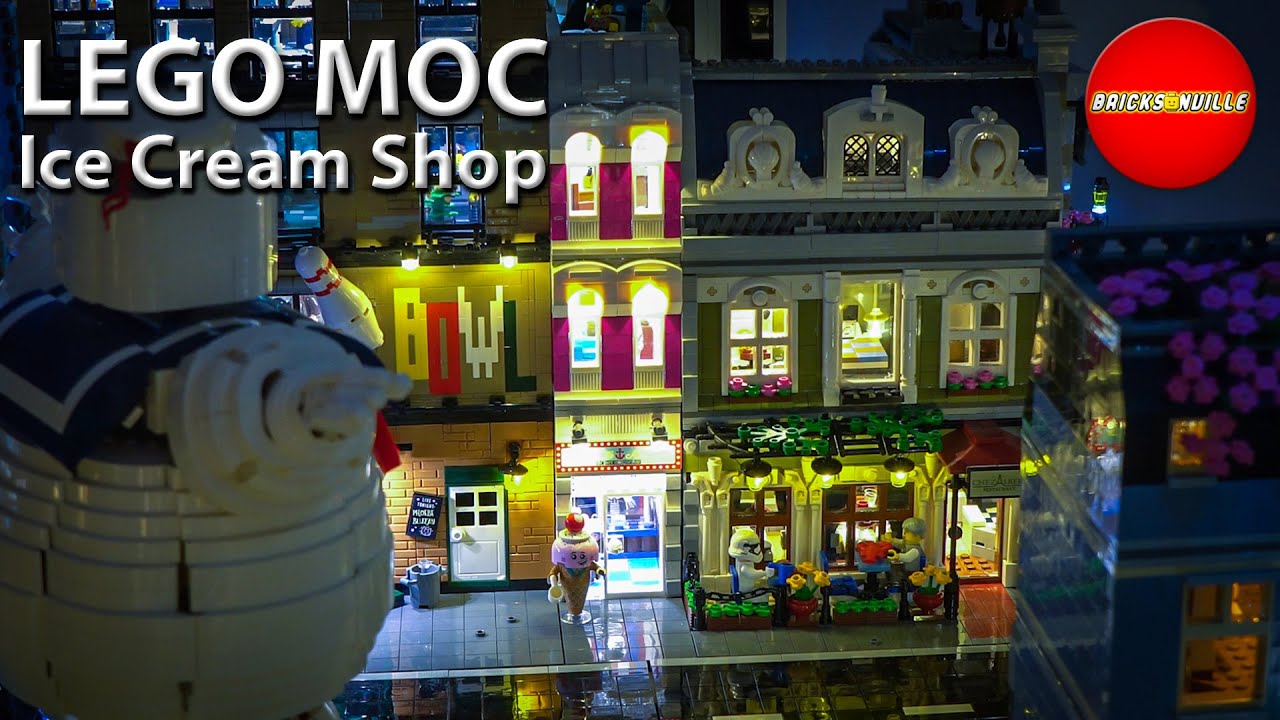 Lego MOC - Ice Cream Shop with lights - Scoops Ahoy