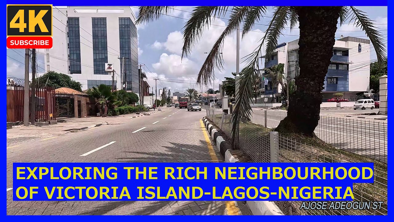 Immersive street-level walking tour through Lagos City, Nigeria, showcasing authentic urban landscapes, local architecture, and the vibrant atmosphere of the city's neighborhoods