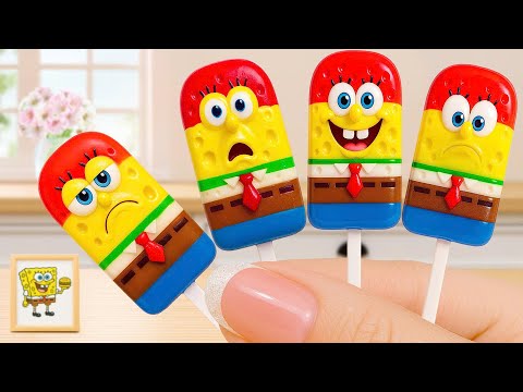 How to Make Mini Rainbow Cake Recipe With SpongeBob Ice Cream [4K] 🌈 Mini Cake Challenge & ASMR