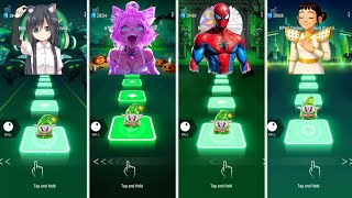 Anime Girl VS Pink Cat VS Spider-Man VS Princess - Tiles Hop EDM Rush | V Gamer 🔥