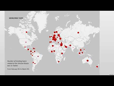 Trends related to Ukraine-Russia war on Twitter. Map