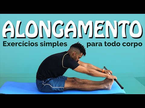 Serie de ALONGAMENTOS SIMPLES p/ o CORPO TODO c/ um bastão | Exercício p/ todas as idades