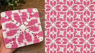 Pink Blossom Crochet Square Tutorial,Very easy for beginners 