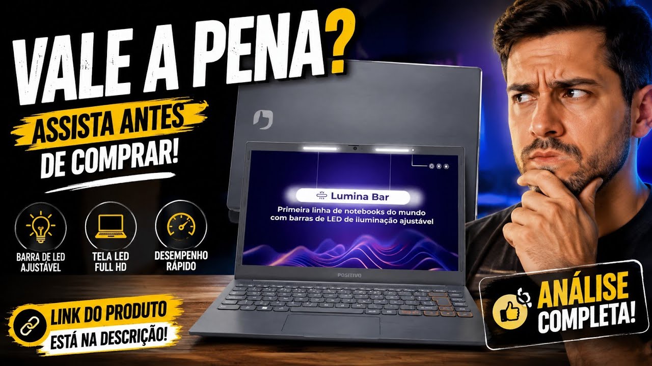 Miniatura da avaliação em vídeo de Notebook Positivo Vision C14 Lumina BAR Celeron 8GB 128GB eMMC 14 Polegadas HD