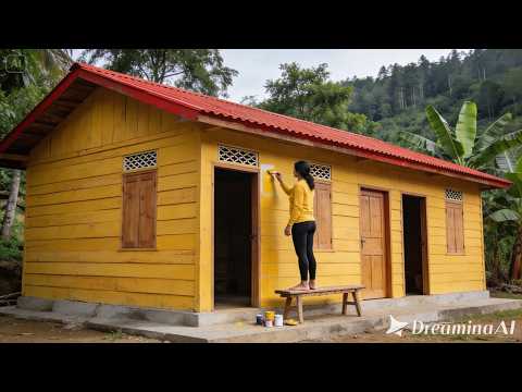 Girl Builds Wooden House in the Mountains and Forest by Hand 60 Days, Everyone Surprises the Finish!