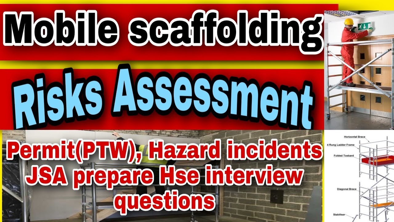 Mobile scaffolding Risks assessment HSE interview type questions, Hazard ( PPE) TBT topic ,,
